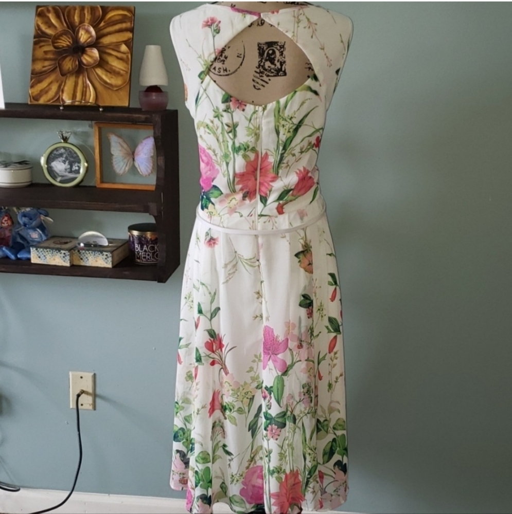 Danny & Nicole Sheer Chiffon Flora Botanical Overlay Plus Size Dress Size 18 - Picture 6 of 11